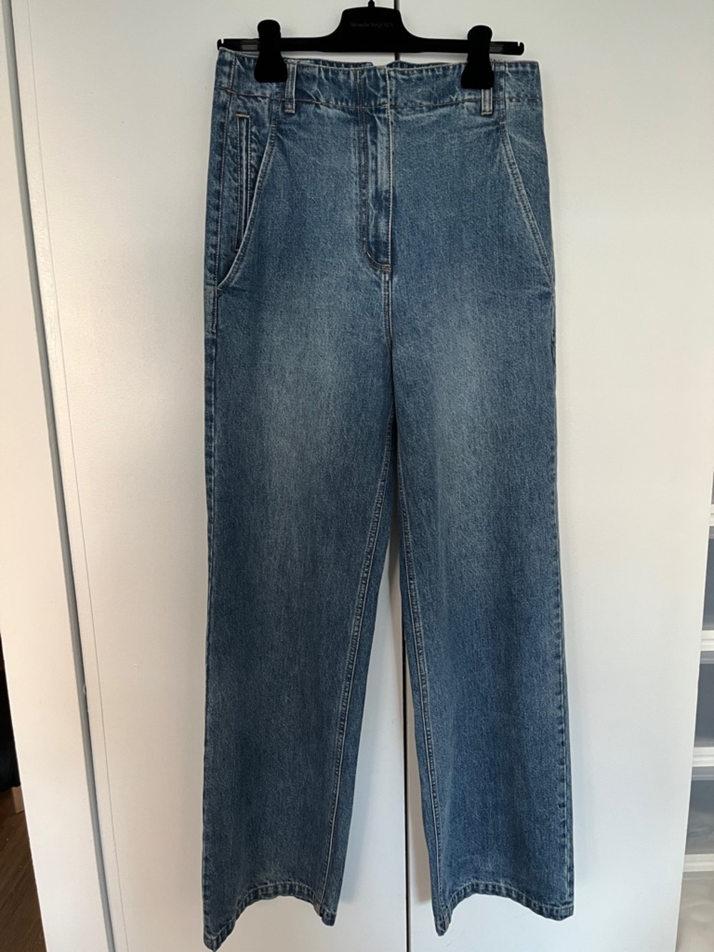 Tibi Blue wide leg denim jeans (Women, Sample item- see measurements)